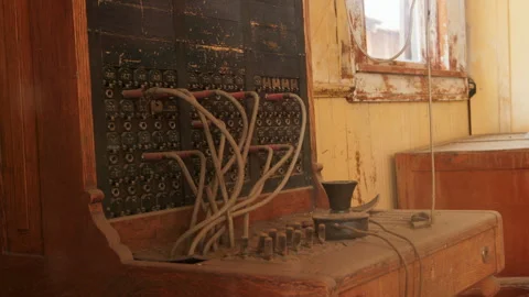 Old Abandoned Ghost Town in America with Vintage Telephone Switchboard. Stock Footage 339509474