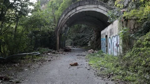 An old abandoned highway in the mountains. Stock Footage 221299042