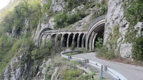 An old abandoned highway in the mountains. Stock Footage 221299093