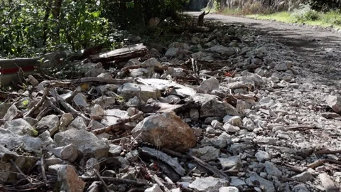 An old abandoned highway in the mountains. Rocks, mountain gorge. Stock Footage 221298286