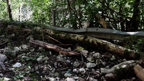 An old abandoned highway in the mountains. Rocks, mountain gorge. Stock Footage 221298298