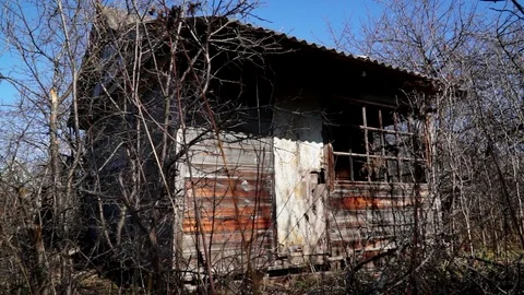 An old abandoned house Devastation Broken Windows Decline 009 Stock Footage 118502369