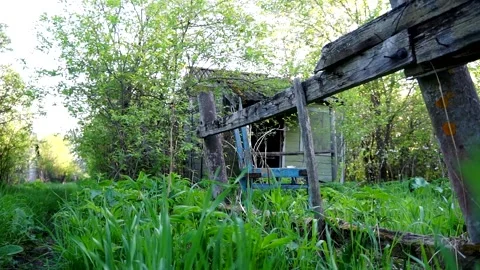 An old abandoned house Devastation Broken Windows Decline Stock Footage 132169118