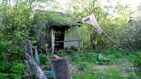 An old abandoned house Devastation Broken Windows Decline Stock Footage 132169209