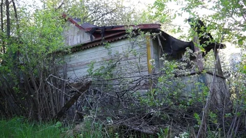 An old abandoned house Devastation Broken Windows Decline Stock Footage 132169285