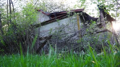 An old abandoned house Devastation Broken Windows Decline Stock Footage 132169293