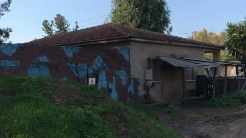 Old Abandoned House inside Buffer Zone in Nicosia Stock Footage 100196237