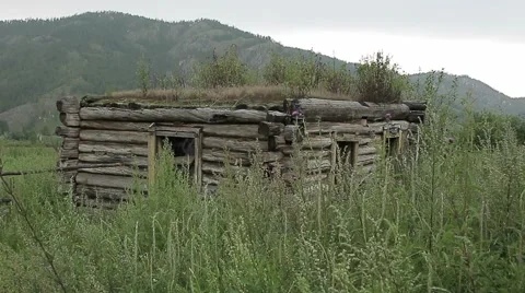 Old abandoned house from logs Video stock 61283948