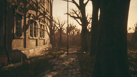 Old abandoned house at sunset Vídeo Stock 159401314