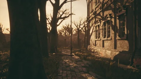 Old abandoned house at sunset Видео 160746841
