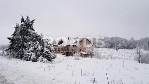 Old abandoned house in the winter