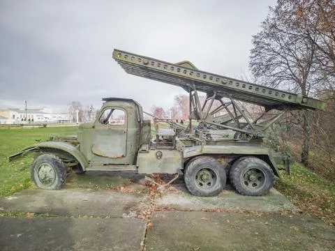 Old abandoned "Katyusha" is a type of rocket artillery (MRL) Stock Photos