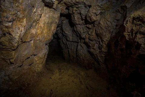 An old abandoned mining facility an ore mine adit system Foto stock