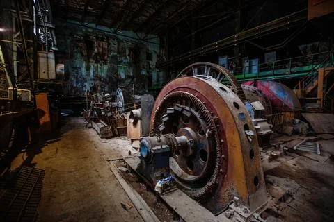Old abandoned mining processing plant. Ore-dressing treatment with classifier 스톡 사진