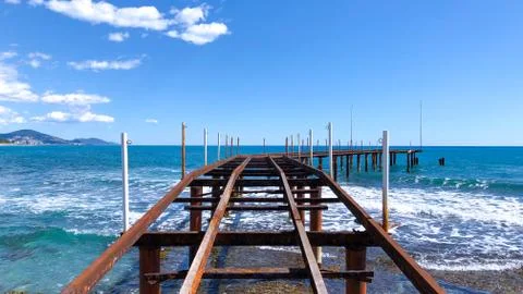 Old abandoned pier. Stock Photos