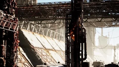 Old abandoned post-Soviet coal power plant Ilustração Stock