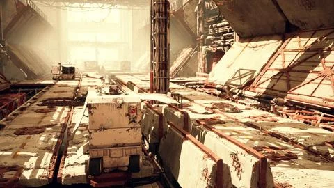 Old abandoned post-Soviet coal power plant Stock Illustration