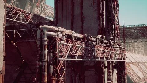 Old abandoned post-Soviet coal power plant Stock Illustration