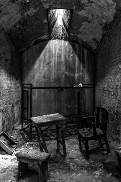 Old abandoned prison cell in Eastern State Penitentiary Stock Photos