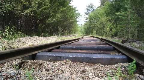 Old abandoned railroad in the forest Stock Footage 53468033