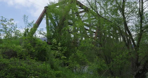 Old abandoned railway bridge Stock Footage 241116367