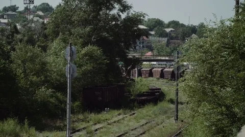Old abandoned railway industry of the soviet era. Stock Footage 77155403