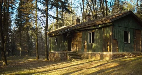 Old abandoned ranche in the wild in the middle of nowhere moving forward Stock Footage 149643536