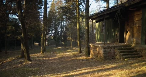 Old abandoned ranche in the wild in the middle of nowhere moving forward Stock Footage 149643915