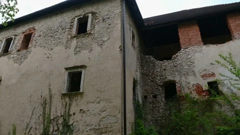 Old abandoned renaissance building in remote village Stock Footage 154533889