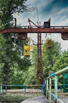 Old abandoned rusty cableway Stock Photos