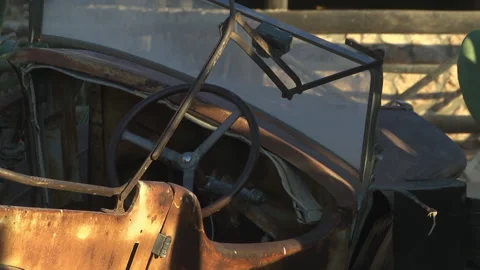 Old Abandoned Rusty Car In The Desert In Solitaire, Namibia. Locked Off Stock Footage 140300435