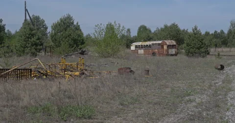 Old abandoned rusty Soviet bus Stock Footage 200947848
