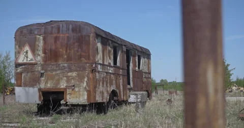 Old abandoned rusty Soviet bus Stock Footage 200948528