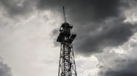 Old abandoned skydiving training tower Stock Footage 40238389