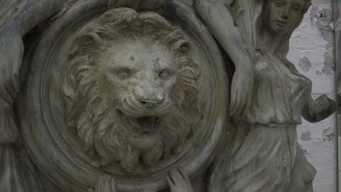 Old abandoned statue in stately home mansion conservatory glass Stock Footage 101354280
