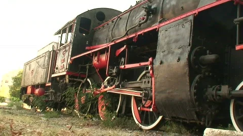 Old abandoned steam train 1 Stock Footage 492379