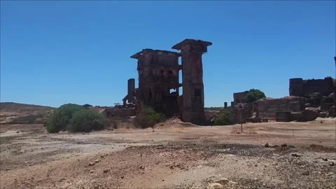 Old abandoned structure on a mine Stock Footage 316049378