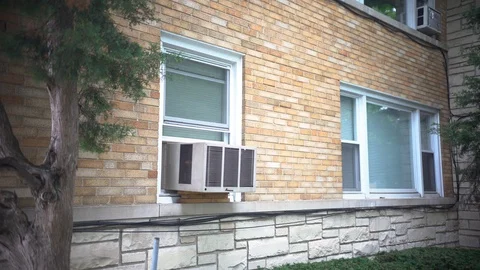 Old AC in the window Stock Footage 96088337