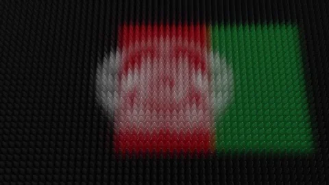 Old Afghani Flag Light Shining on Scrolling Bullets Stock Footage 279599940