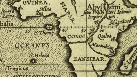 Old Africa Map- Historic 17th Century Vintage Cartographic Image Featuring Stock Footage 272451677