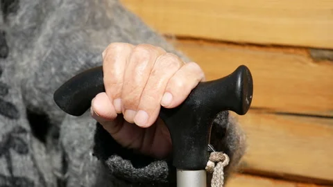 Old age and walking stick. Stock Footage 122377445