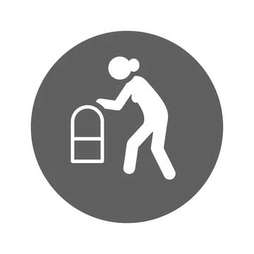 Old age icon walking with cane. Stock Illustration