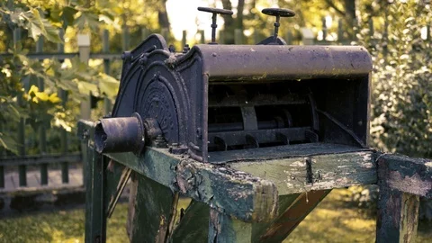 Old aged rusty farm machine Video stock 94314996