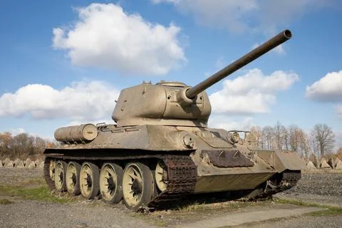 Old aged soviet tank from second world war Stock Photos