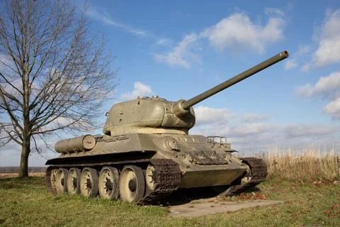 Old aged soviet tank from second world war Stock Photos