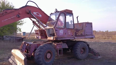 Old Agricultural Excavator Stock Footage 165326853