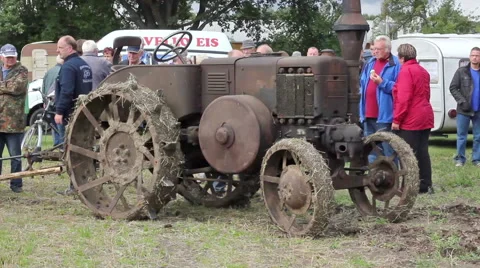 Old agricultural machine is presented Stock Footage 47580219