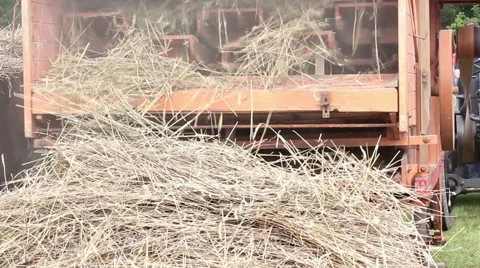 Old agricultural machine is presented Stock Footage 47580246