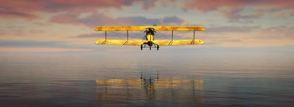 Old airplane in the sky Stock Illustration