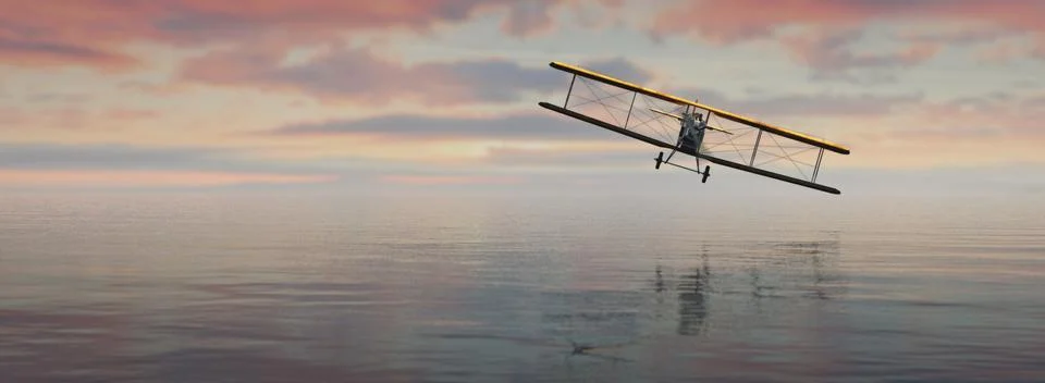 Old airplane in the sky Stock Illustration